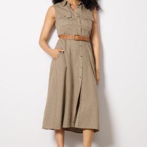 Bowie Linen Button Front Shirt Dress