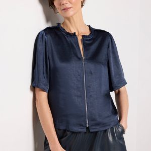 Tilly Satin Zip Up Top