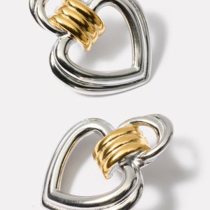 Tia Two Tone Heart Earrings