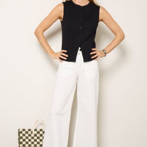 Bobbie Button Front Ribbed Vest
