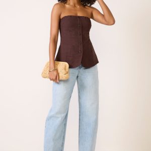 Kai Strapless Button Front Top