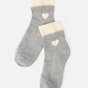 Heart Double Cuff Quarter Sock