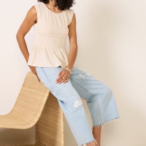 Luna Textured Smocked Waist Tee