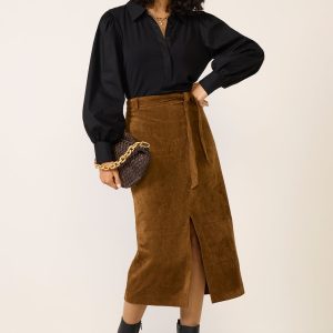 Paula Suede Midi Skirt